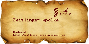 Zeitlinger Apolka névjegykártya